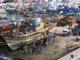 Boatbuilding in the Fishing Harbour  Essaouira  Morocco  North Africa  Africa