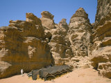Bedouin Tent and Rocks of the Desert  Wadi Rum  Jordan  Middle East