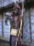 Abui Tribal Headhunter in Warrior Dress  Alor Island  Eastern Area  Indonesia  Southeast Asia