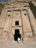 Bedouin Man Entering Urn Tomb  Petra  Unesco World Heritage Site  Jordan  Middle East