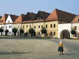 Woman in Ruthenia Town Square  Bardejov  Unesco World Heritage Site  Slovakia