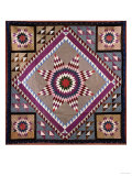 A Rising Star Design Coverlet  Probably Philadelphia  Pieced and Quilted Silk  1880  1890
