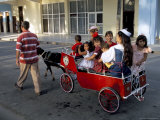 Goat Cart with Children on a Sunday in the Plaza De La Revolucion  Bayamo  Cuba  West Indies