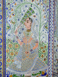 Beautiful Frescoes on Walls of the Juna Mahal Fort  Dungarpur  Rajasthan State  India