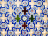 Glass and Tile Work Embedded in Walls of the Juna Mahal Fort  Dungarpur  Rajasthan State  India