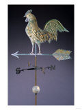 Fine Feathered Rooster and Arrow Weathervane  Gilded and Molded Copper  Early 19th Century