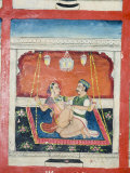 Scenes from the Kama Sutra from Cupboard in the Juna Mahal Fort  Dungarpur  Rajasthan State  India
