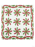 Princess Feather Design Coverlet  Ohio  Quilted and Appliqued Cotton  Circa 1850