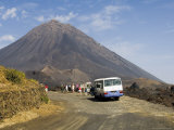 Tourists and the Volcano of Pico De Fogo in the Background  Fogo (Fire)  Cape Verde Islands  Africa