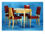 An Oak Games Table and Four Chairs Designed by Jacques-Emile Ruhlmann (1879-1933)