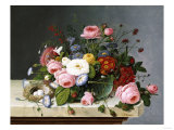 Still Life: Flowers on a Marble Topped Table