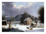New England Farm by a Winter Road