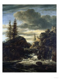A Norwegian Landscape  with a Cascade Waterfall