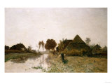 A Dutch River Landscape with Windmills