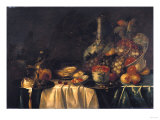 Grapes  Nectarines  Berries and Oysters on a Table