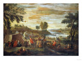 A River Landscape with Festivities and Numerous Figures