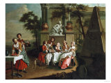 A Musical Company in a Park with a Huzzar and a Lady Dancing  1745