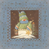 Blue Tin Snowman I