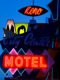 City Center Motel Sign at Dusk  Reno  Nevada