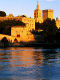 Rhone River and Palais des Papes at Sunset  Avignon  Provence-Alpes-Cote d'Azur  France