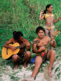 Islanders Playing Music at Anakena Beach  Easter Island  Valparaiso  Chile