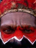 Man in Headdress with Painted Face at Sing-Sing  Mt Hagen  Western Highlands  Papua New Guinea