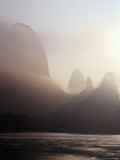 Limestone Pinnacles through Mist on Li Jiang River  Xingping  Guangxi  China