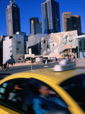 Taxi Driving Past Federation Square  Melbourne  Victoria  Australia