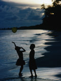 Young Girls Playing with a Balloon on Kiriwina Island  Kiriwina Island  Milne Bay  Papua New Guinea