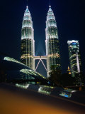 Petronas Towers at Night Reflected Off a Car Hood  Kuala Lumpur  Wilayah Persekutuan  Malaysia