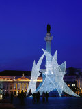 Praca Dom Pedro IV and Teatro Nacional de Dona Maria II at Christmas  Lisbon  Portugal