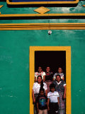 Painted House with Children Posing in the Doorway  Momostenango  Totonicapan  Guatemala