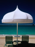 Chairs and Umbrella at Jumeirah Beach  Ritz Carlton Hotel  Dubai  United Arab Emirates