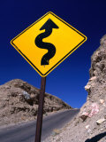 Sign Warning of a Curvy Road  Near the Artist's Palette  Nevada
