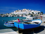 Harbour Boats with Citadel in Background  Castellon de la Plana  Valencia  Spain
