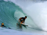 Surfer on Backhand Near Tube  Lagundri Bay  Pulau Nias  North Sumatra  Indonesia
