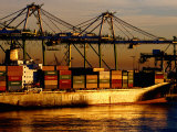 Container Ship in Port  Los Angeles  California