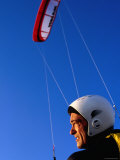 Kite Surfer with His Kite  St Kilda  Melbourne  Victoria  Australia