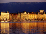 Quai du Mont-Blanc  Sunrise on Lake Geneva  Geneva  Switzerland