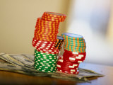 Gambling Chips and US Currency  Las Vegas  Nevada