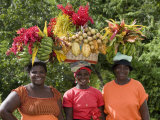 Grenadian Women Carrying Fruit on Their Heads near Annandale Falls  St George  Grenada