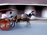 Dokar  Driver and Passengers on Street  Padang  West Sumatra  Indonesia