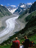 Montenvers Mer de Glace with Hikers  Chamonix  Rhone-Alpes  France