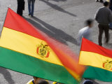 Bolivian Flags Flying Outside El Estado Hernando Siles  La Paz