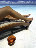 Woman Sunbathing on Beach  Kandholhudu  Ari Atoll  Alifu  Maldives