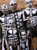 Sing Sing Group Members with Skeleton-Like Body Paint at Mt Hagen Cultural Show  Papua New Guinea