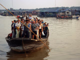 Tourists Crammed on Boat  Tonle Sap Lake  Phnom Penh  Cambodia