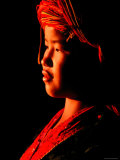 Atmospheric Portrait of Palaung Girl Wearing Headdress  Myanmar
