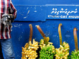 Watch Seller and Bunches of Bananas Outside Vegetable Market  Male  Kaafu  Maldives