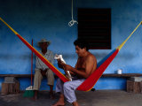 Locals Resting on the Porch in Chichicapa  Tabasco  Mexico